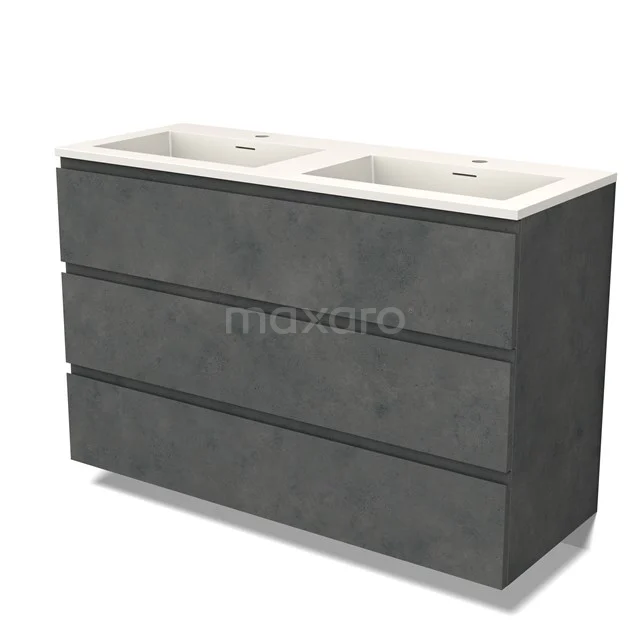 Modulo Waschtische | 120 cm Dunkelgrauer Beton Grifflos front Solid Surface 3 Schubladen BMW19-02511