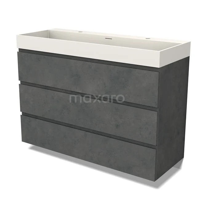 Modulo Bathroom furniture with sink | 120 cm Dark grey concrete Handle-less front Solid surface 3 drawers BMW19-02514