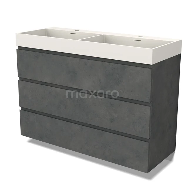 Modulo Vanity units with basin | 120 cm Dark grey concrete Handle-less front Solid surface 3 drawers BMW19-02515