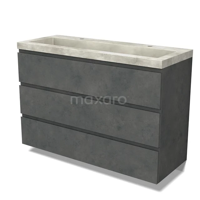 Modulo Vanity units with basin | 120 cm Dark grey concrete Handle-less front Concrete 3 drawers BMW19-02519