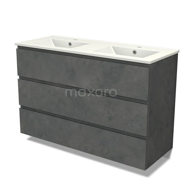 Modulo Vanity units with basin | 120 cm Dark grey concrete Handle-less front Ceramic 3 drawers BMW19-02522