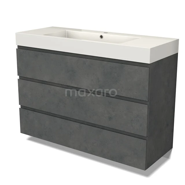 Modulo Vanity units with basin | 120 cm Dark grey concrete Handle-less front Mineral marble 3 drawers BMW19-02523