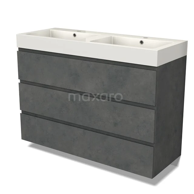 Modulo Vanity units with basin | 120 cm Dark grey concrete Handle-less front Mineral marble 3 drawers BMW19-02524