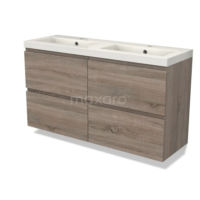 Modulo Slim Bathroom furniture with sink | 120 cm Oak Handle-less front Mineral marble 4 drawers BMW38-00036