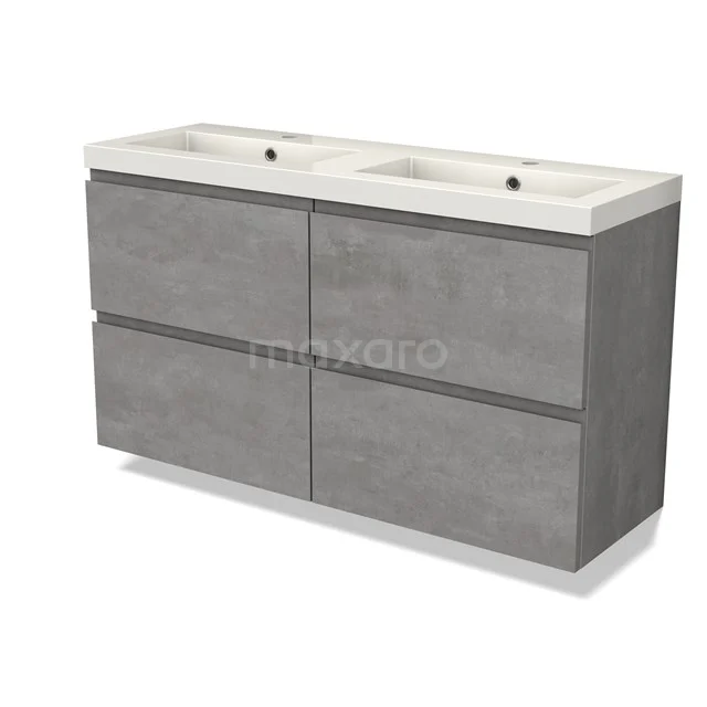 Modulo Slim Bathroom furniture with sink | 120 cm Light grey concrete Handle-less front Mineral marble 4 drawers BMW38-00037