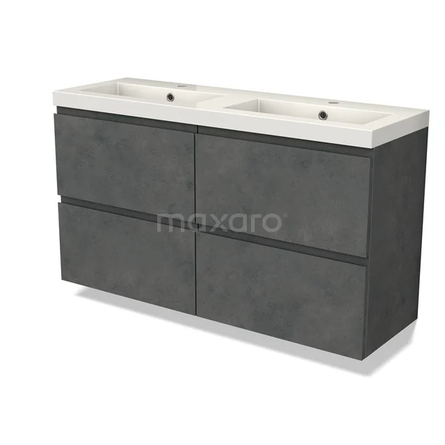 Modulo Slim Vanity units with basin | 120 cm Dark grey concrete Handle-less front Mineral marble 4 drawers BMW38-00038