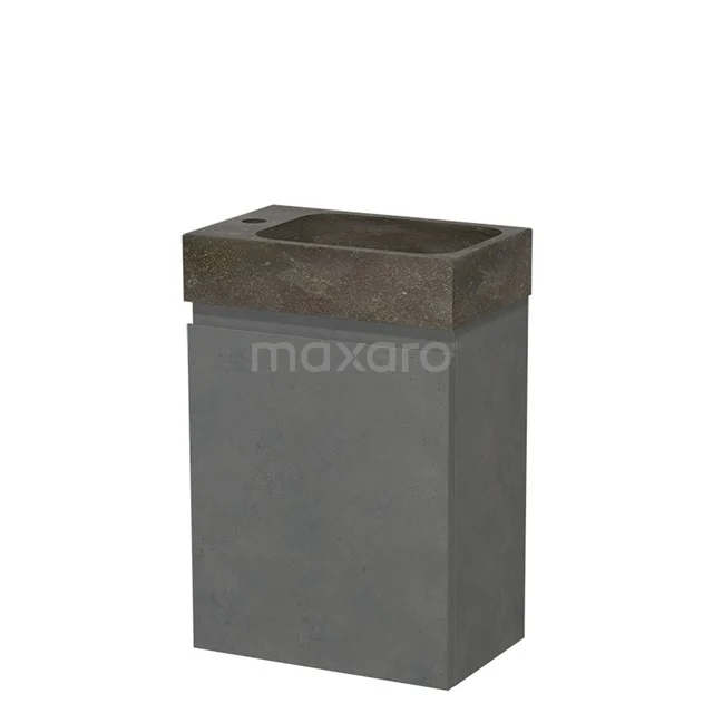 Modulo Pico WC-Möbel mit Waschbecken | 40 cm Dunkelgrauer Beton Grifflose Front Naturstein TMW10-00510
