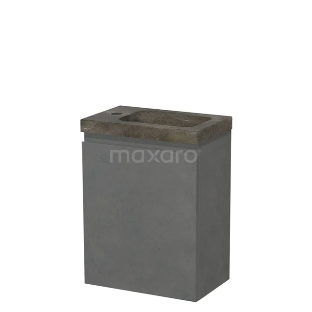 Modulo Pico Toilet unit with basin | 40 cm Dark grey concrete Handleless front Natural stone TMW10-00511