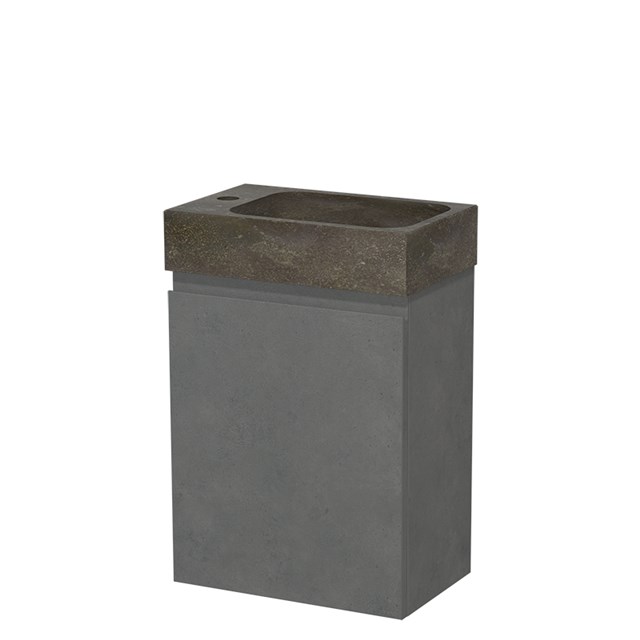 Modulo Pico Toiletmeubel met wastafel | 40 cm Donkergrijs beton Greeploos front Natuursteen TMW10-00533