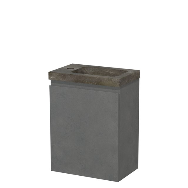 Modulo Pico Toiletmeubel met wastafel | 40 cm Donkergrijs beton Greeploos front Natuursteen TMW10-00534