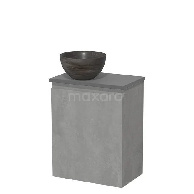 Toiletmeubel met waskom | 41 cm Lichtgrijs beton Greeploos front Blue stone Natuursteen waskom Middengrijs blad TMK10-13757