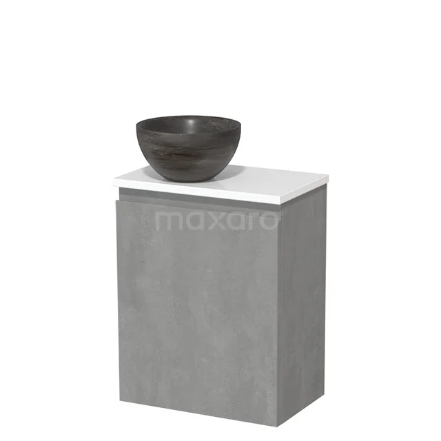 Toilet unit with wash basin | 41 cm Light grey concrete Handleless front Blue stone Natural stone countertop wash basin High-gloss white worktop TMK10-13770