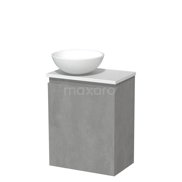 Toilet unit with wash basin | 41 cm Light grey concrete Handleless front Matte white Ceramic countertop wash basin Matte white worktop TMK10-13780