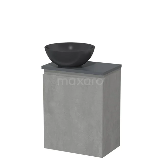 Toilet unit with countertop wash basin | 41 cm Light grey concrete Handleless front Matte black Quartz wash basin Dark grey concrete fronts TMK10-13792