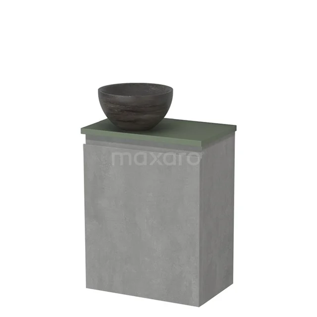 Toilet unit with wash basin | 41 cm Light grey concrete Handleless front Blue stone Natural stone countertop wash basin Sage green worktop TMK10-13809
