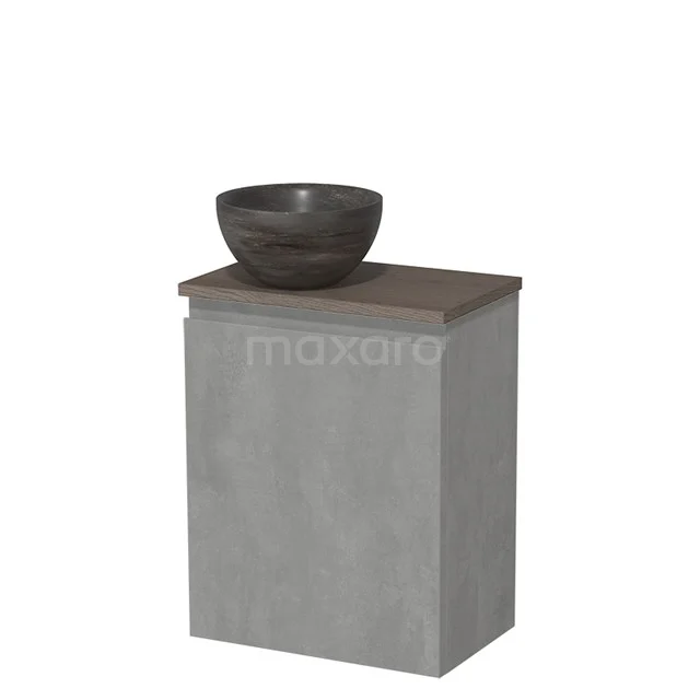 Toilet unit with countertop wash basin | 41 cm Light grey concrete Handleless front Blue stone Natural stone worktop Dark brown oak worktop TMK10-13900