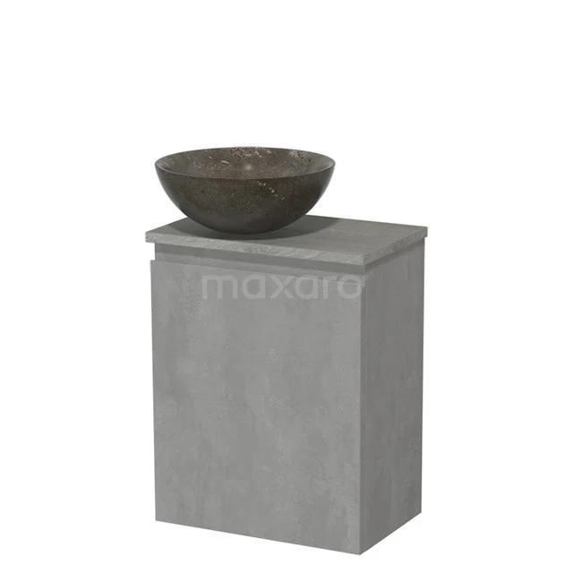 Toilet unit with countertop wash basin | 41 cm Light grey concrete Handleless front Blue stone Natural stone worktop Grey oak worktop TMK10-13908