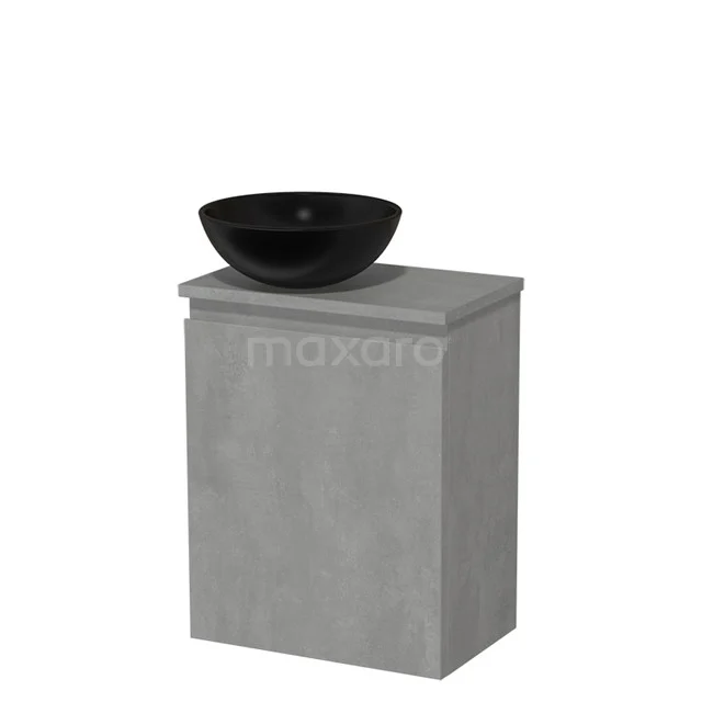 Toilet unit with countertop wash basin | 41 cm Light grey concrete Handleless front Matte black Ceramic wash basin Light grey concrete worktop TMK10-13919