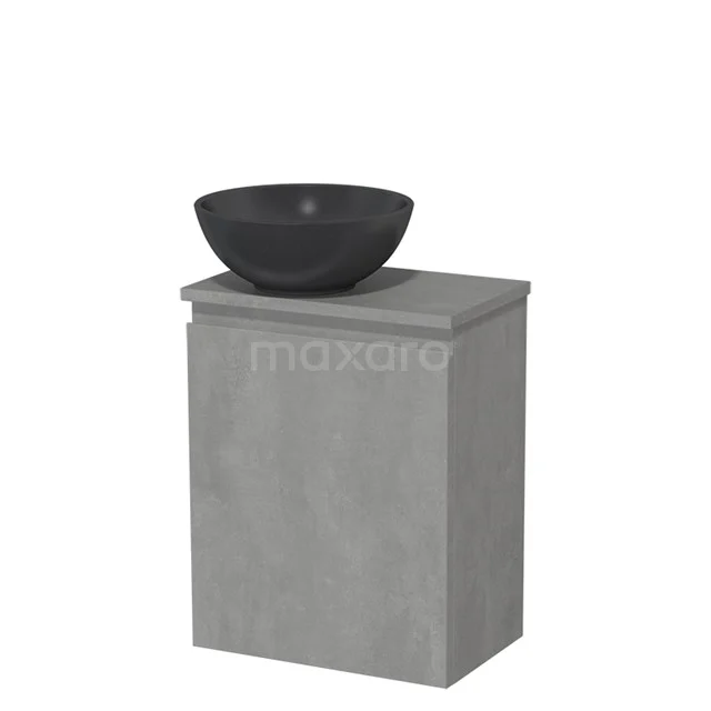 Toilet unit with countertop wash basin | 41 cm Light grey concrete Handleless front Matte black Quartz wash basin Light grey concrete worktop TMK10-13926