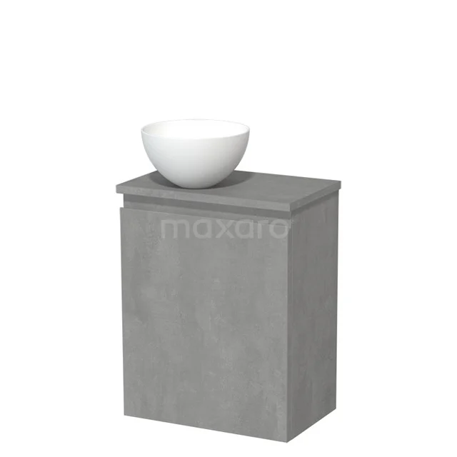 Toilet unit with wash basin | 41 cm Light grey concrete Handleless front Matte white Solidtop wash basin Light grey concrete worktop TMK10-13928