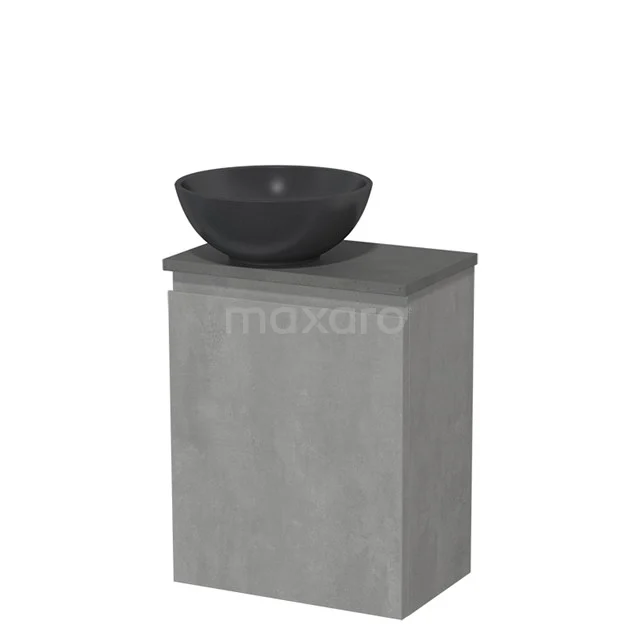 Countertop wash basin | 41 cm Light grey concrete Handleless front Matte black Quartz wash basin Dark grey concrete Fronts TMK10-13936