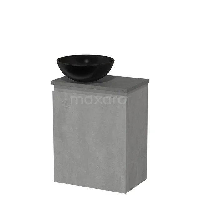 Toilet unit with countertop wash basin | 41 cm Light grey concrete Handleless front Matte black Ceramic wash basin Dark grey concrete fronts TMK10-13938