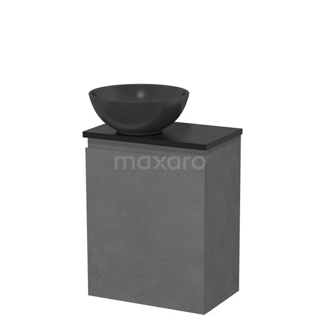 Countertop wash basin | 41 cm Dark grey concrete Handleless front Matte black Quartz wash basin Matte black worktop TMK10-13949