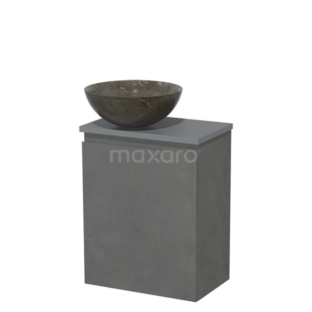 Toilet unit with wash basin | 41 cm Dark grey concrete Handleless front Blue stone Natural stone wash basin Mid grey worktop TMK10-13974