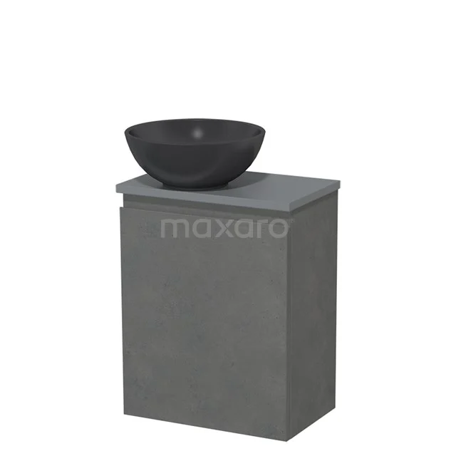 Countertop wash basin | 41 cm Dark grey concrete Handleless front Matte black Quartz basin Mid grey concrete Fronts TMK10-13975