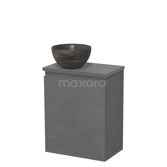 Toilet unit with wash basin | 41 cm Dark grey concrete Handleless front Blue stone Natural stone wash basin Mid grey worktop TMK10-13979