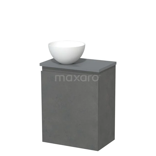 Toilet unit with countertop wash basin | 41 cm Dark grey concrete Handleless front Matte white Solid surface wash basin Mid grey worktop TMK10-13980