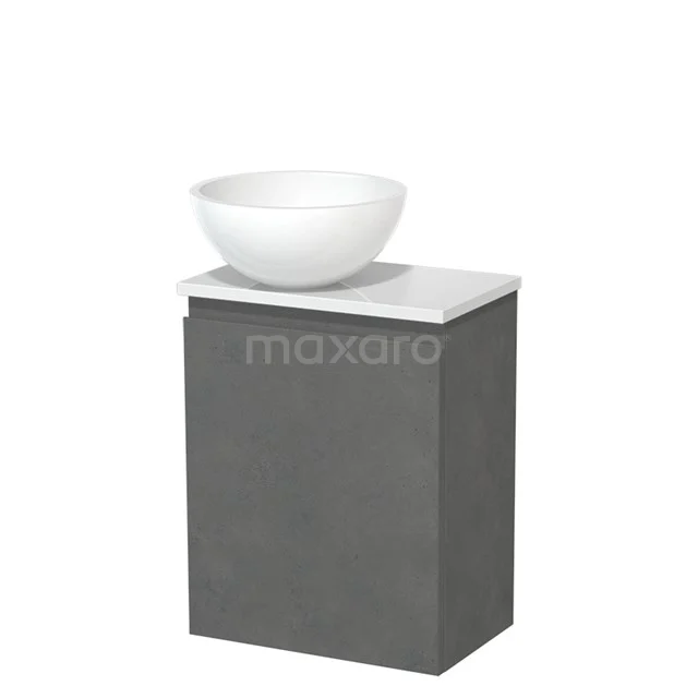 Toilet unit with countertop wash basin | 41 cm Dark grey concrete Handleless front High-gloss white Mineral marble basin High-gloss white worktop Fronts TMK10-13986