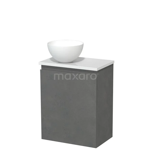 Toilet unit with countertop wash basin | 41 cm Dark grey concrete Handleless front Matte white Solid surface wash basin High-gloss white worktop TMK10-13993