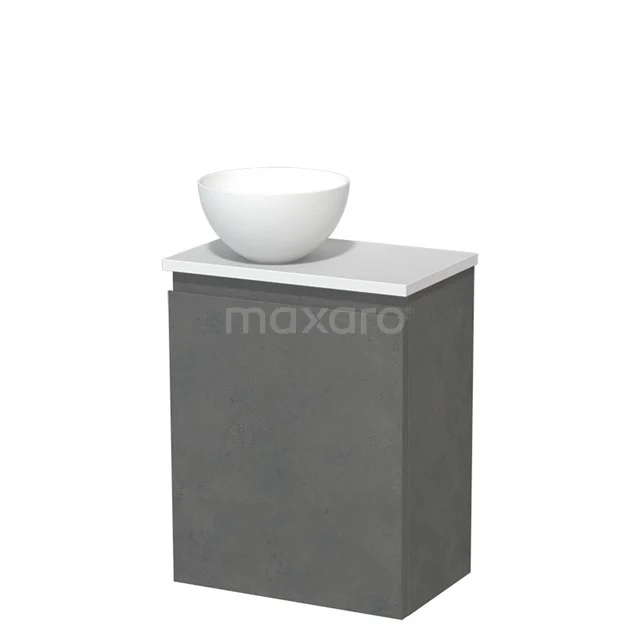Toilet unit with countertop wash basin | 41 cm Dark grey concrete Handleless front Matte white Solid surface wash basin Matte white worktop TMK10-14006