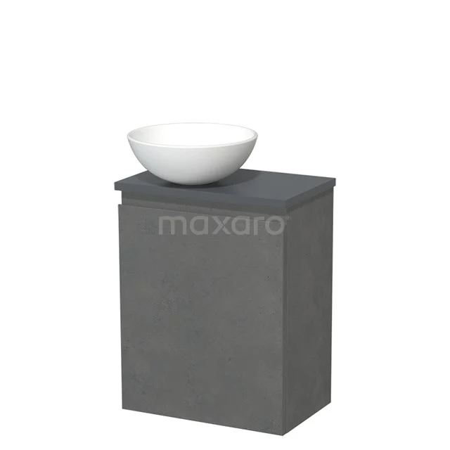 Countertop wash basin | 41 cm Dark grey concrete Handleless front Matte white Ceramic wash basin Dark grey worktop TMK10-14015