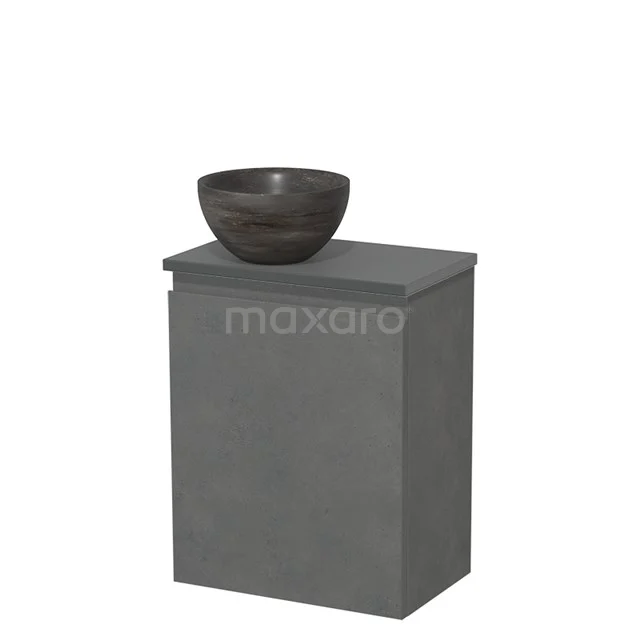 Toilet unit with countertop wash basin | 41 cm Dark grey concrete Handleless front Blue stone Natural stone countertop wash basin Natural stone worktop Dark grey concrete Fronts TMK10-14018