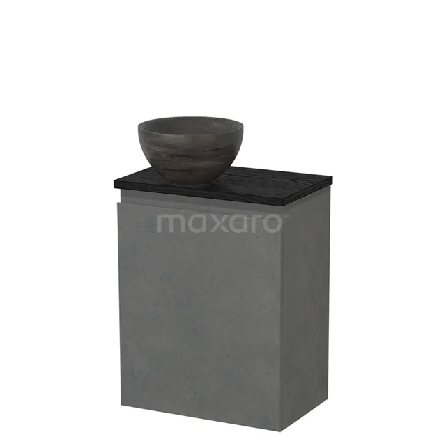 Toilet unit with wash basin | 41 cm Dark grey concrete Handleless front Blue stone Natural stone Countertop wash basin Black oak worktop TMK10-14044