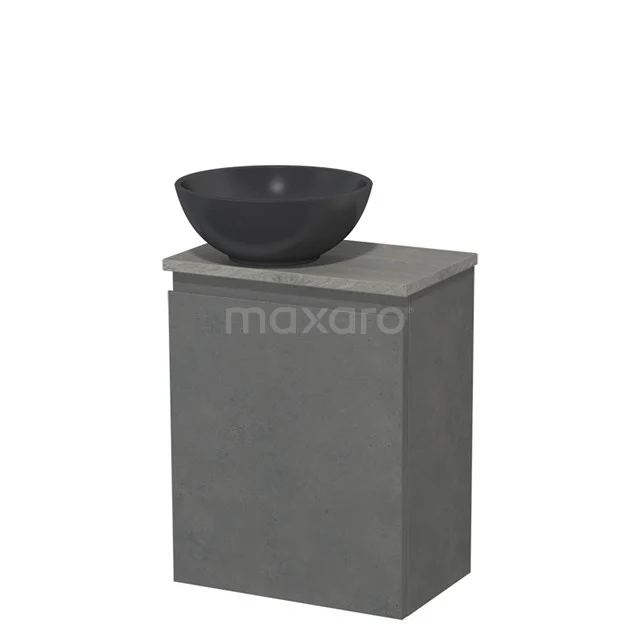 Toilet unit with countertop wash basin | 41 cm Dark grey concrete Handleless front Matte black Quartz worktop Grey oak Fronts TMK10-14131