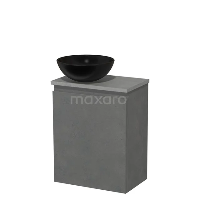 Toilet unit with countertop wash basin | 41 cm Dark grey concrete Handleless front Matte black Ceramic wash basin Light grey concrete Fronts TMK10-14141