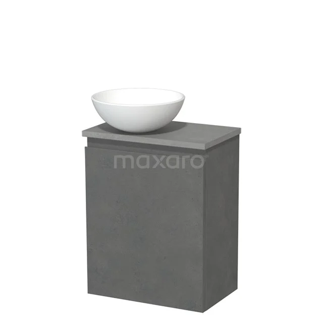 Countertop wash basin | 41 cm Dark grey concrete Handleless front Matte white Ceramic basin Light grey concrete worktop Fronts TMK10-14142