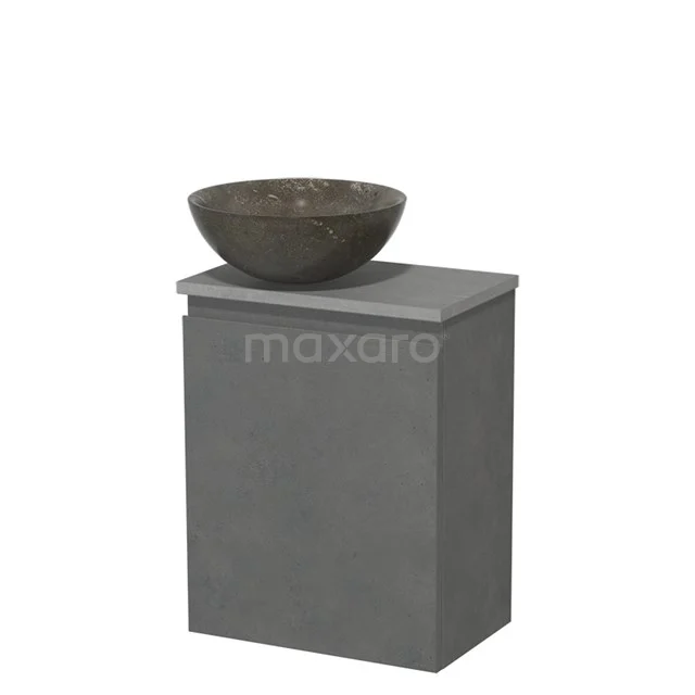 Toilet unit with countertop wash basin | 41 cm Dark grey concrete Handleless front Blue stone Natural stone Countertop wash basin Light grey concrete worktop TMK10-14146