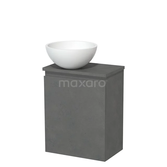 Toilet unit with countertop wash basin | 41 cm Dark grey concrete Handleless front Matte white Solid surface wash basin Dark grey concrete worktop TMK10-14155