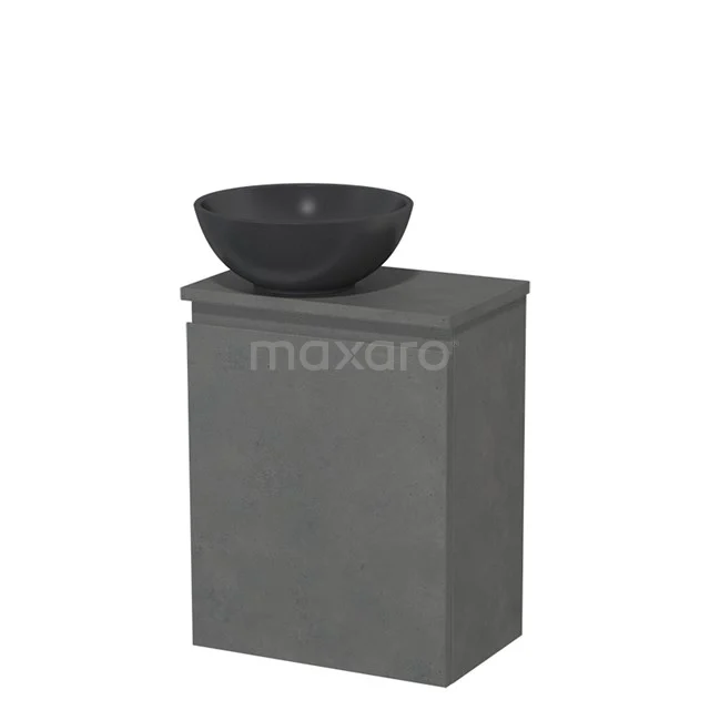 Countertop wash basin | 41 cm Dark grey concrete Handleless front Matte black Quartz basin Dark grey concrete worktop Fronts TMK10-14158