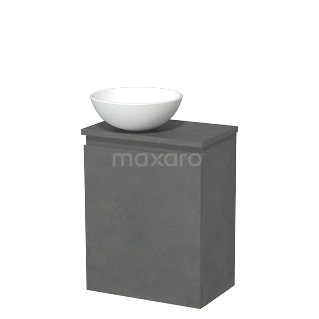 Countertop wash basin | 41 cm Dark grey concrete Handleless front Matte white Ceramic basin Dark grey concrete worktop Fronts TMK10-14159