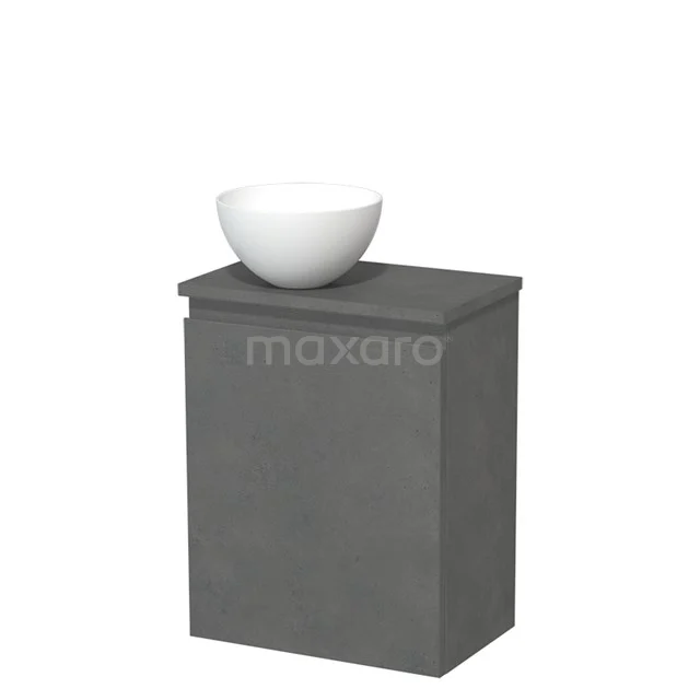 Toilet unit with countertop wash basin | 41 cm Dark grey concrete Handleless front Matte white Solid surface wash basin Dark grey concrete worktop TMK10-14163