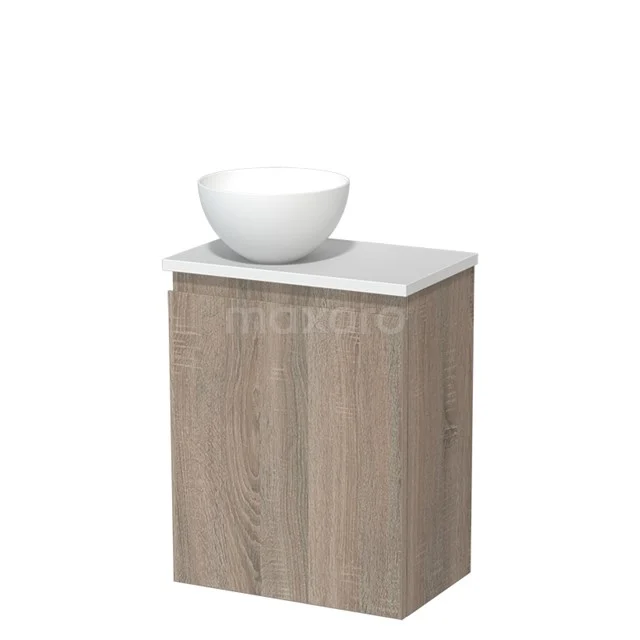 Toiletmeubel met waskom | 41 cm Eiken Greeploos front Mat wit Solid surface waskom Mat wit blad TMK10-14228