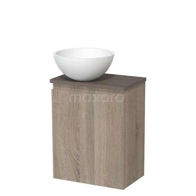 Toilet unit with wash basin | 41 cm Oak Handleless front Matte white Solidtop wash basin Dark brown oak worktop TMK10-14337