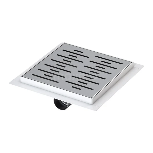 Viereckige Edelstahl Duschrinne mit Schlitzmuster, perfekt für moderne Bäder. Einfaches Design und langlebige Verarbeitung für langanhaltende Nutzung.