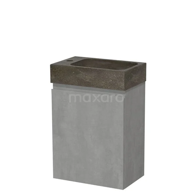 Modulo Pico WC-Möbel mit Waschbecken | 40 cm Hellgrauer Beton Grifflose Front Naturstein TMW10-00502