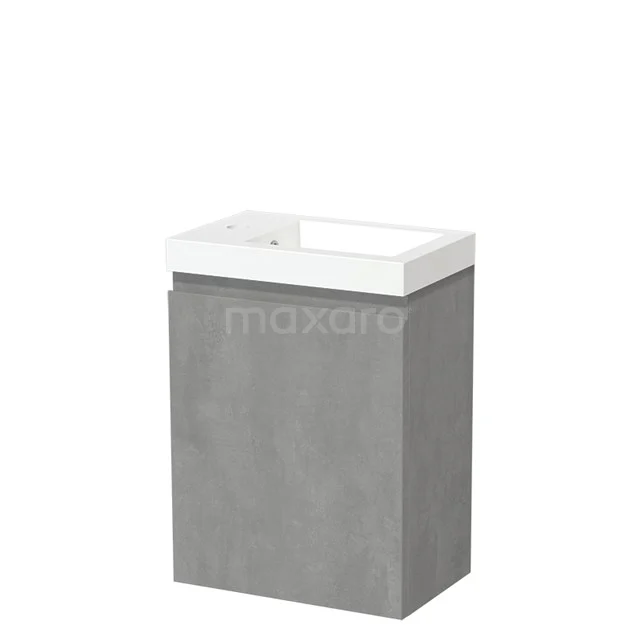 Modulo Pico Toiletmeubel met wastafel | 40 cm Lichtgrijs beton Greeploos front Mineraalmarmer TMW10-00506